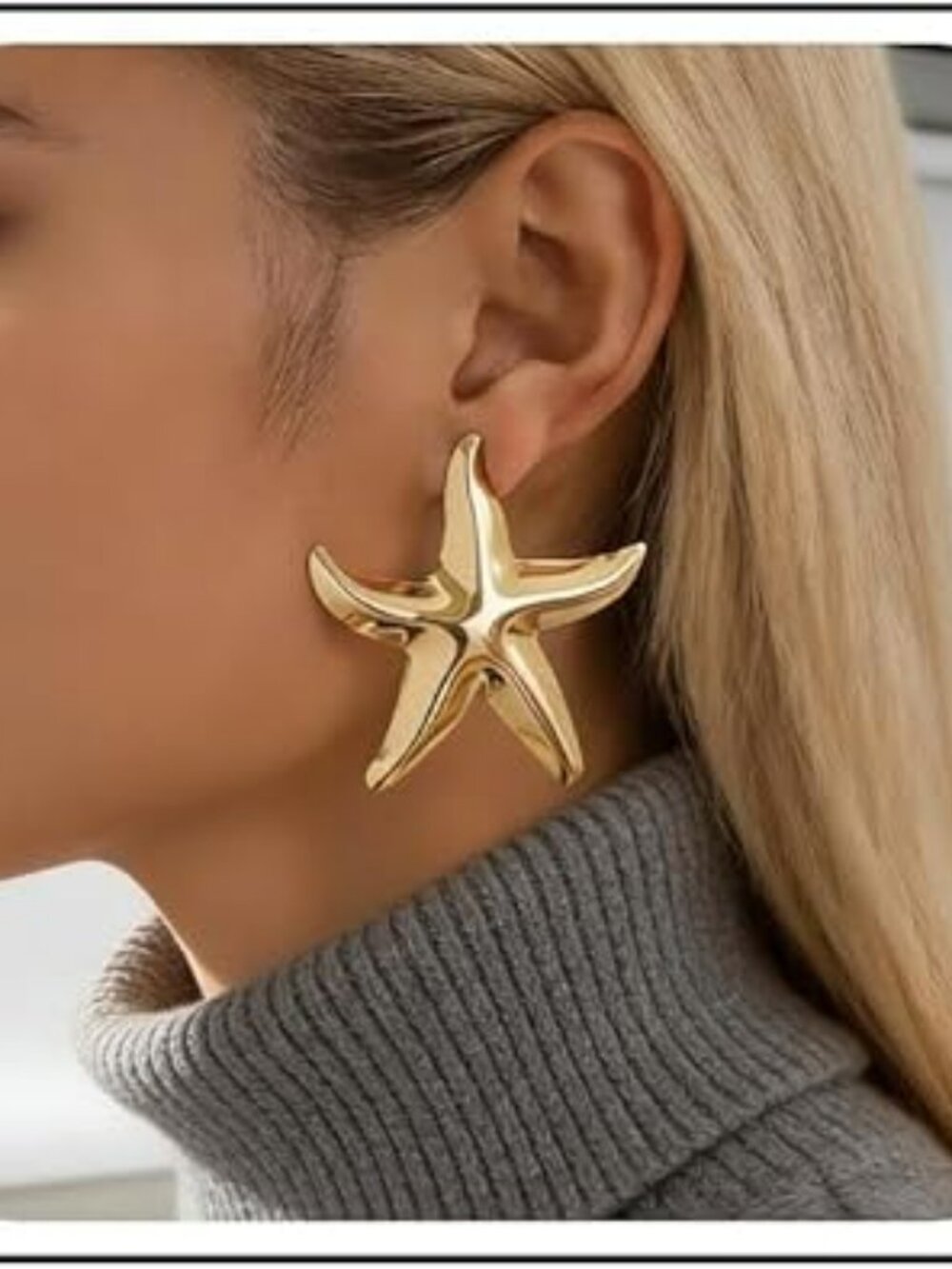 Boho Chunk Starfish Earrings Gold Starfish Summer Dangle Metal Starfish Stud
